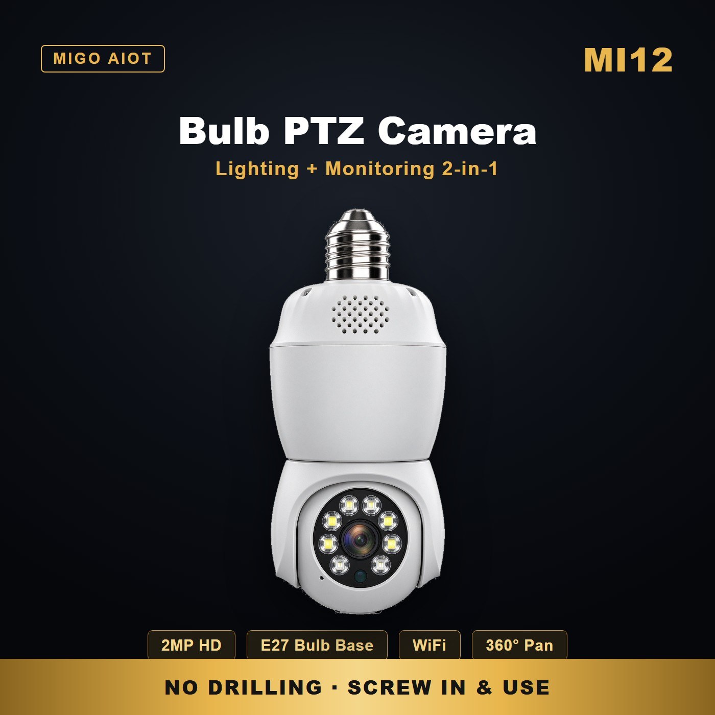 MI12 light bulb security camera — key features