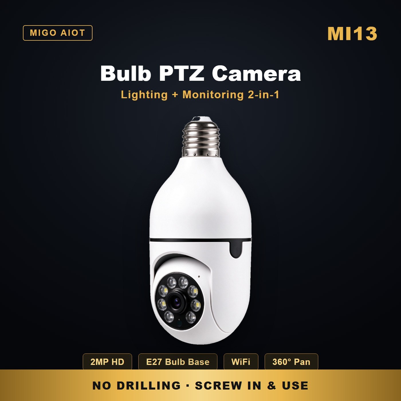 MI13 bulb camera 360 E27 screw-in — key features