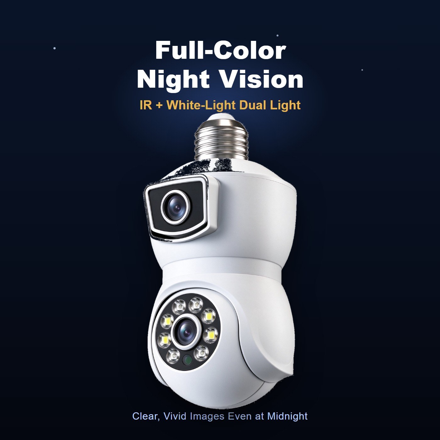 MI22 dual lens bulb camera — full color night vision