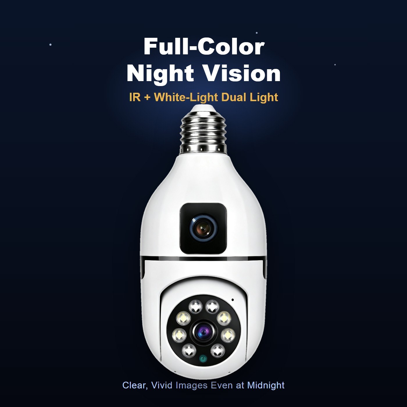 MI24 dual lens light bulb camera — full color night vision