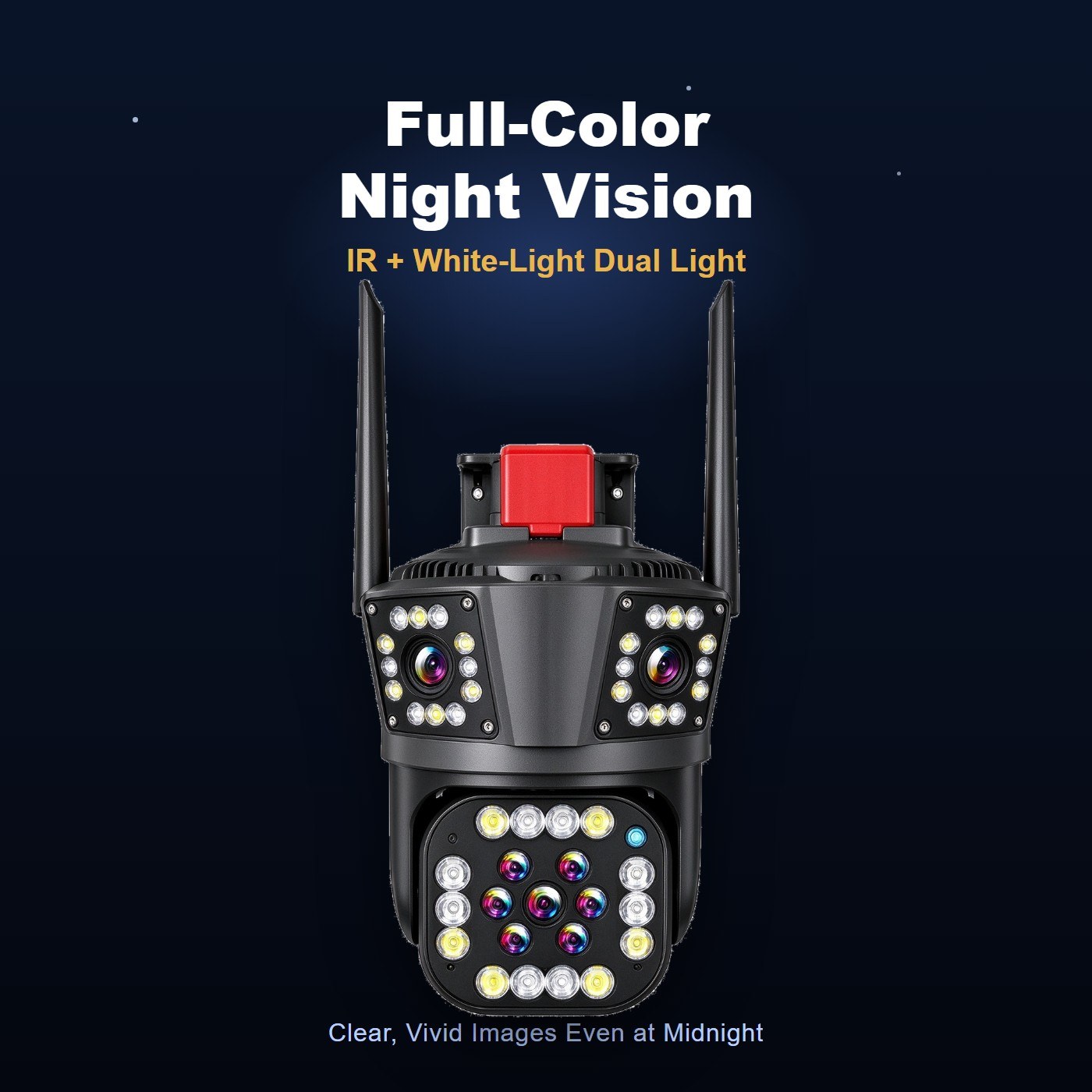MO21 dual lens security camera — full color night vision