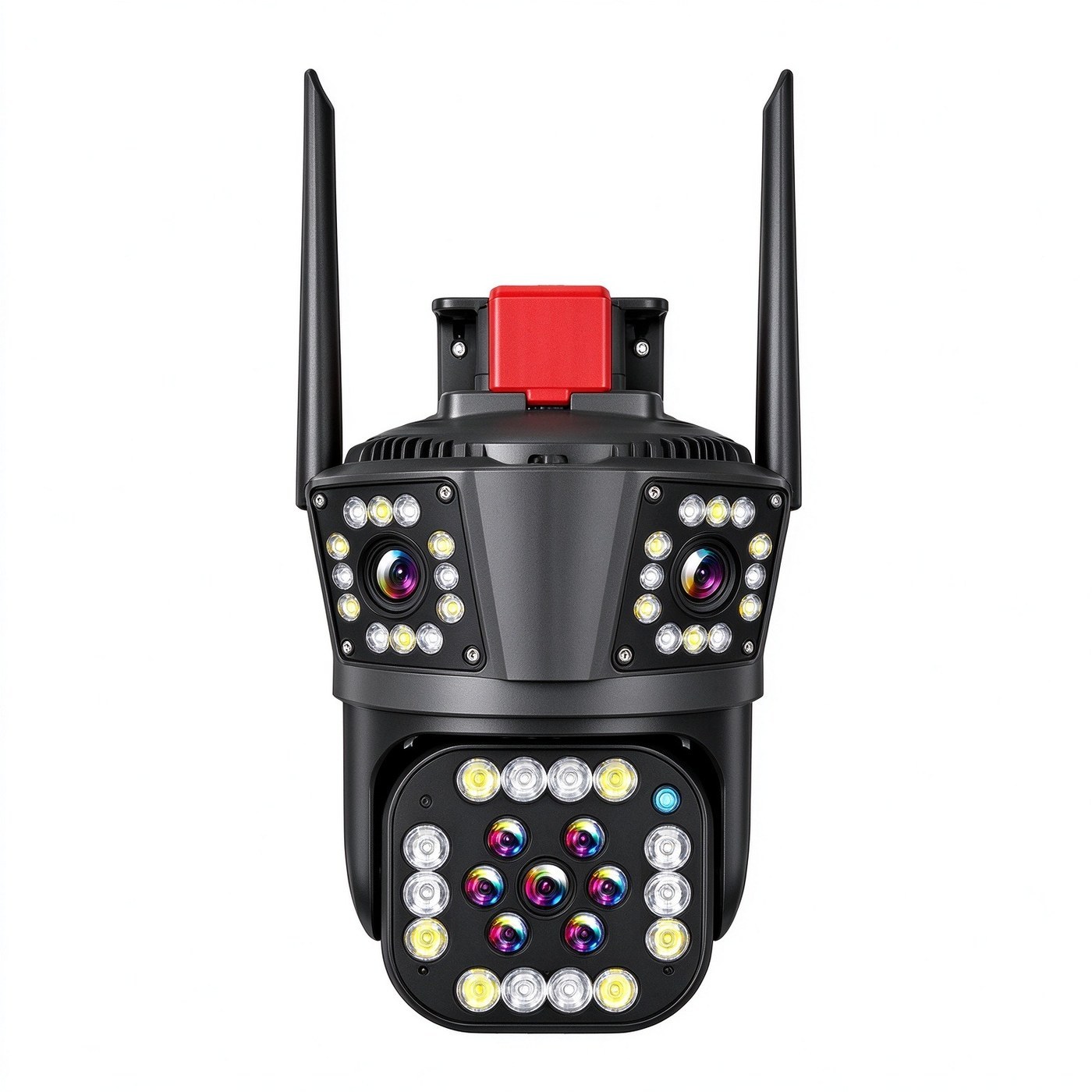 MO21 Dual Lens Outdoor Security Camera — Two 3MP views on one screen — wide scene plus detail, no blind spots.