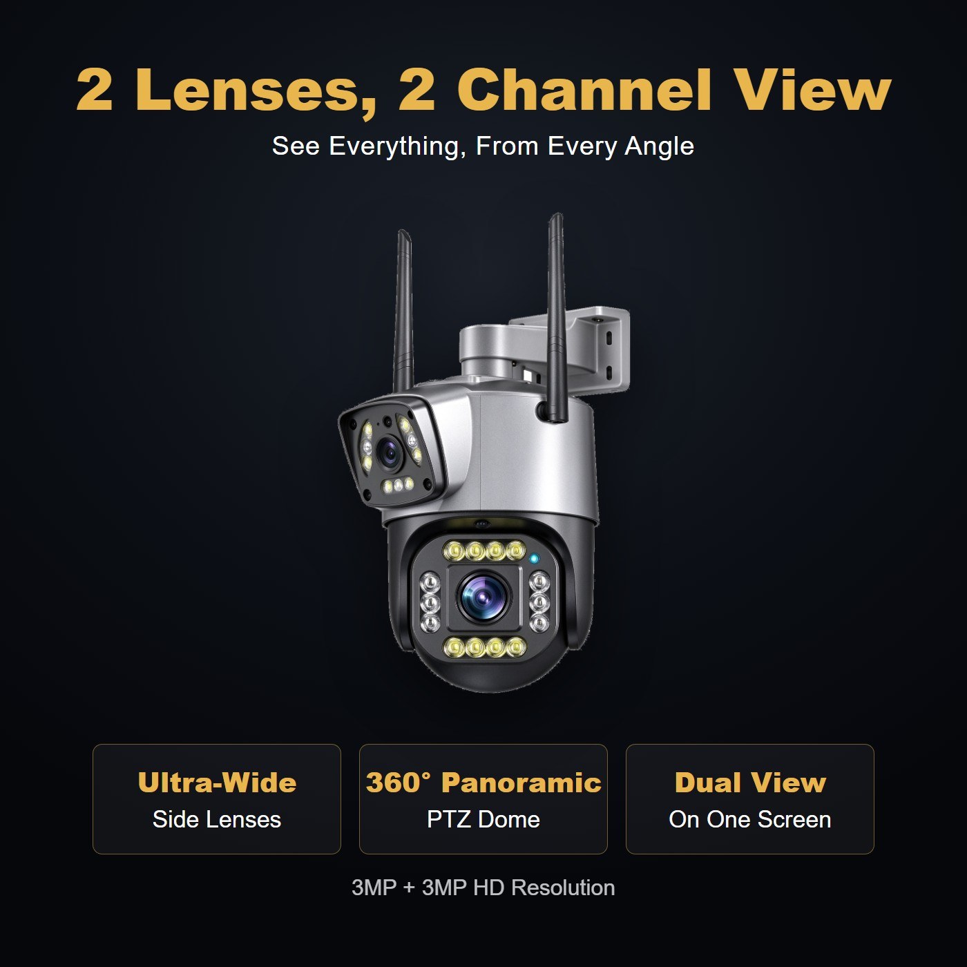 MO23 dual lens wifi camera outdoor — multi-lens panoramic view