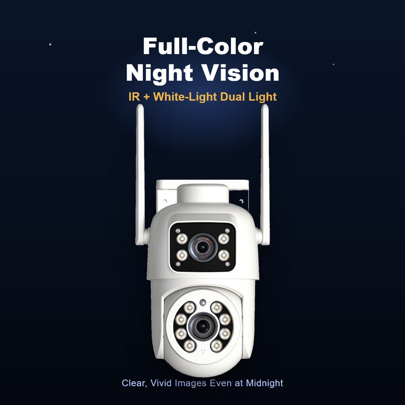 MO25 compact dual lens outdoor camera — full color night vision