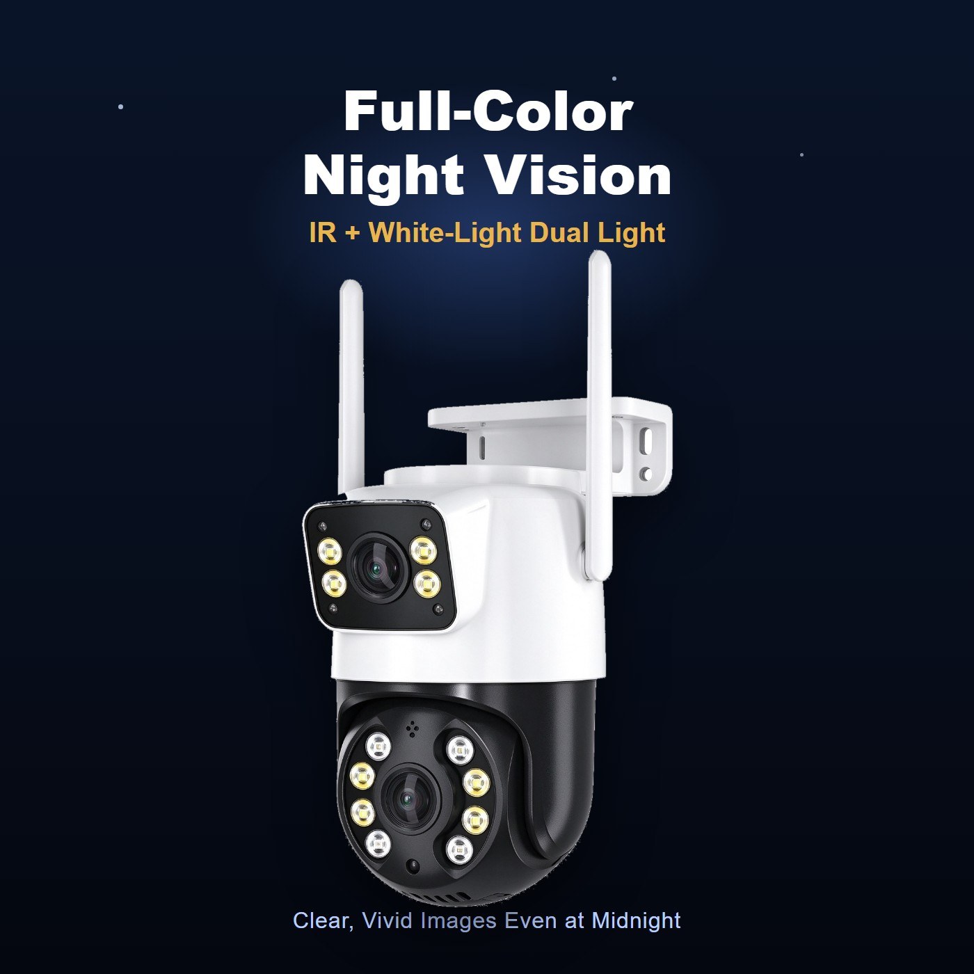 MO26 mini dual lens outdoor security camera — full color night vision