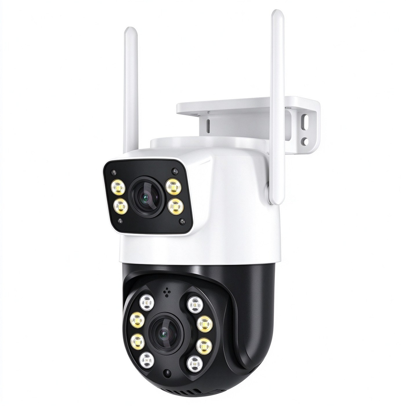 MO26 Mini Dual Lens Outdoor Security Camera — Featherweight 0.45 KG twin-lens that mounts on any bracket.