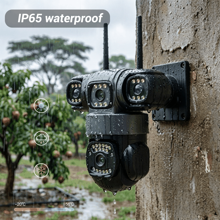 MO31 3-lens outdoor PTZ security camera — black-light full-color night vision