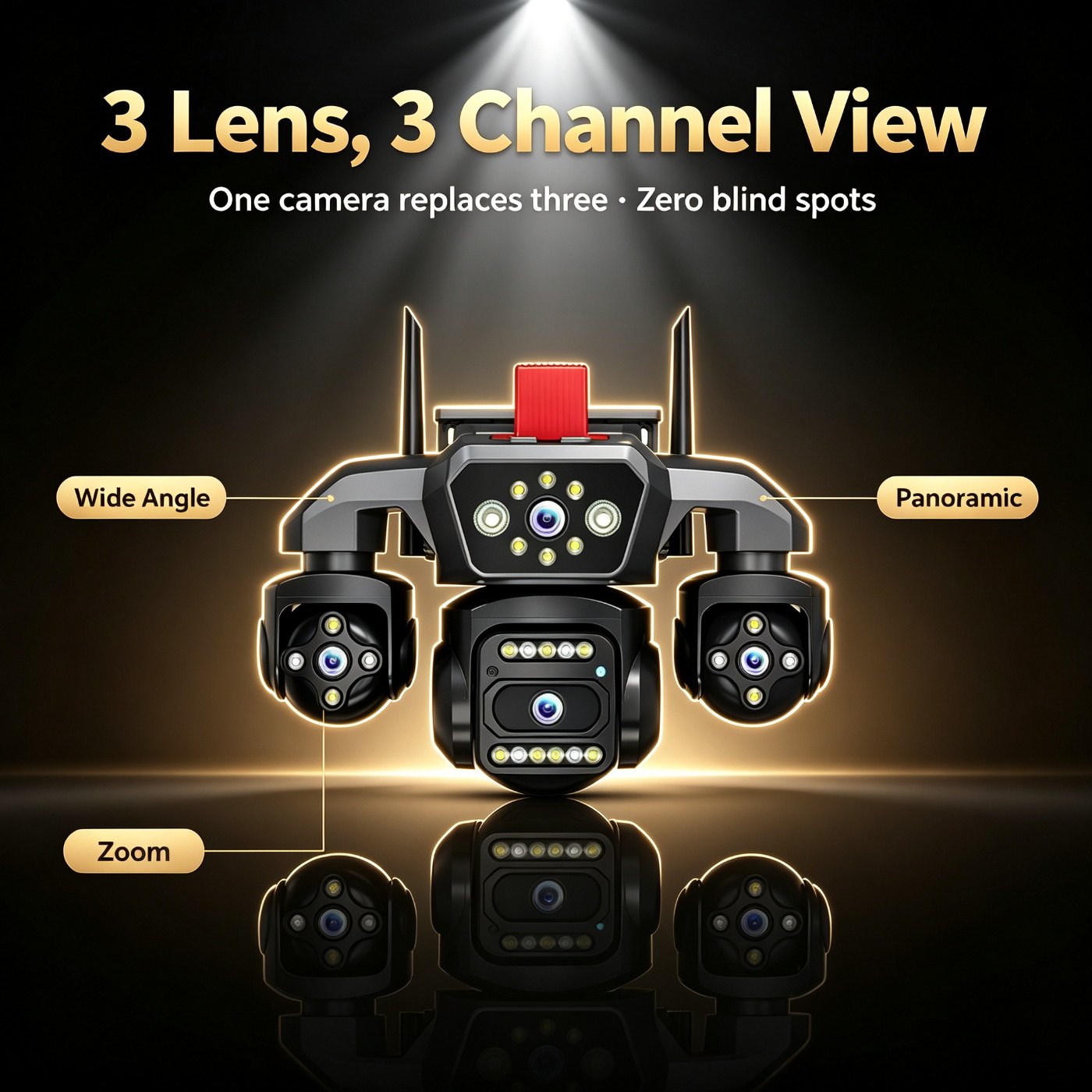MO32 3-lens outdoor security camera — 12MP ultra HD resolution