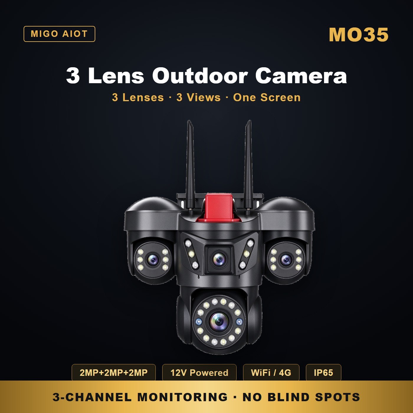 MO35 3 lens outdoor security camera — key features
