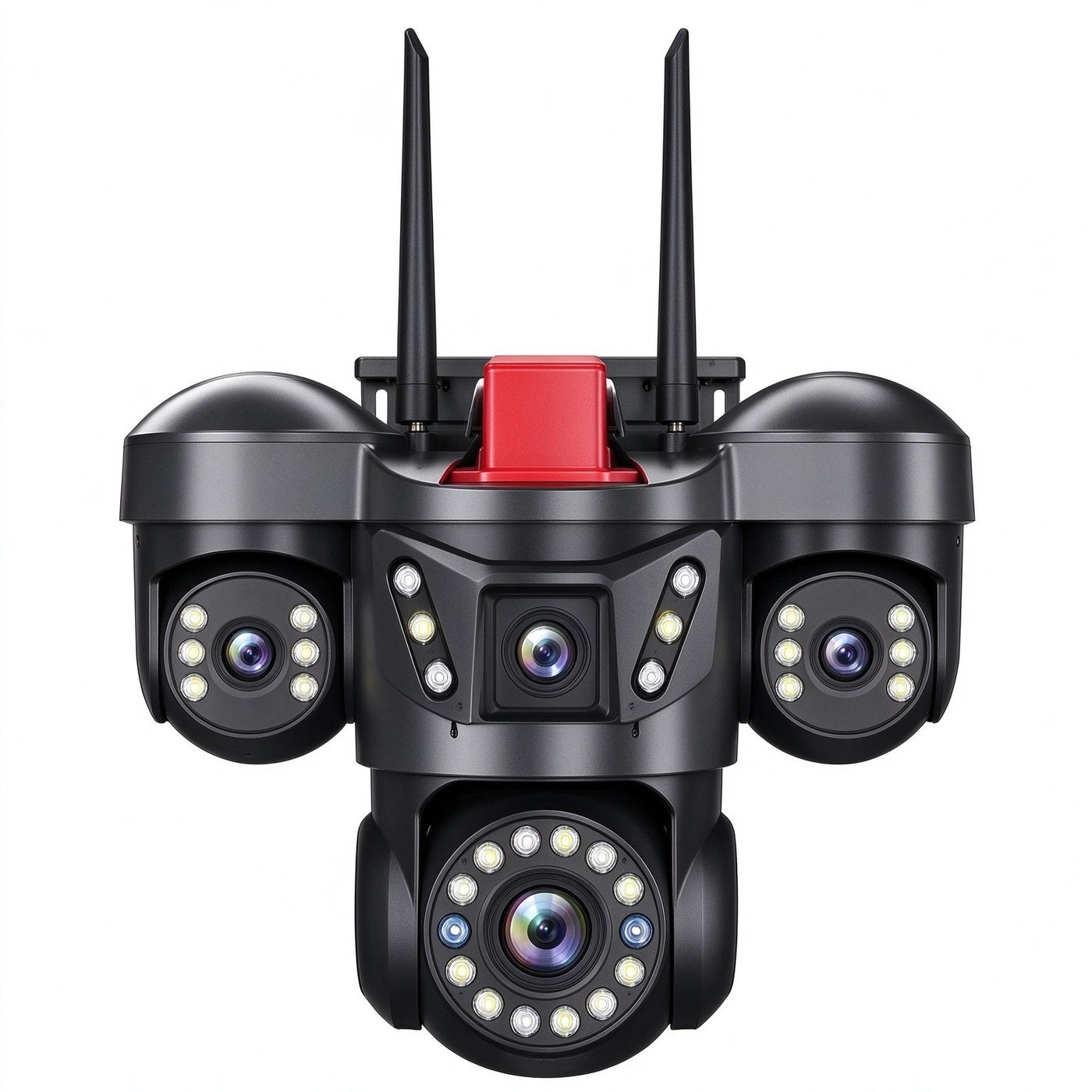 MO35 3-Lens Outdoor Security Camera — Three fixed lenses record the approach, wide field and detail at once.