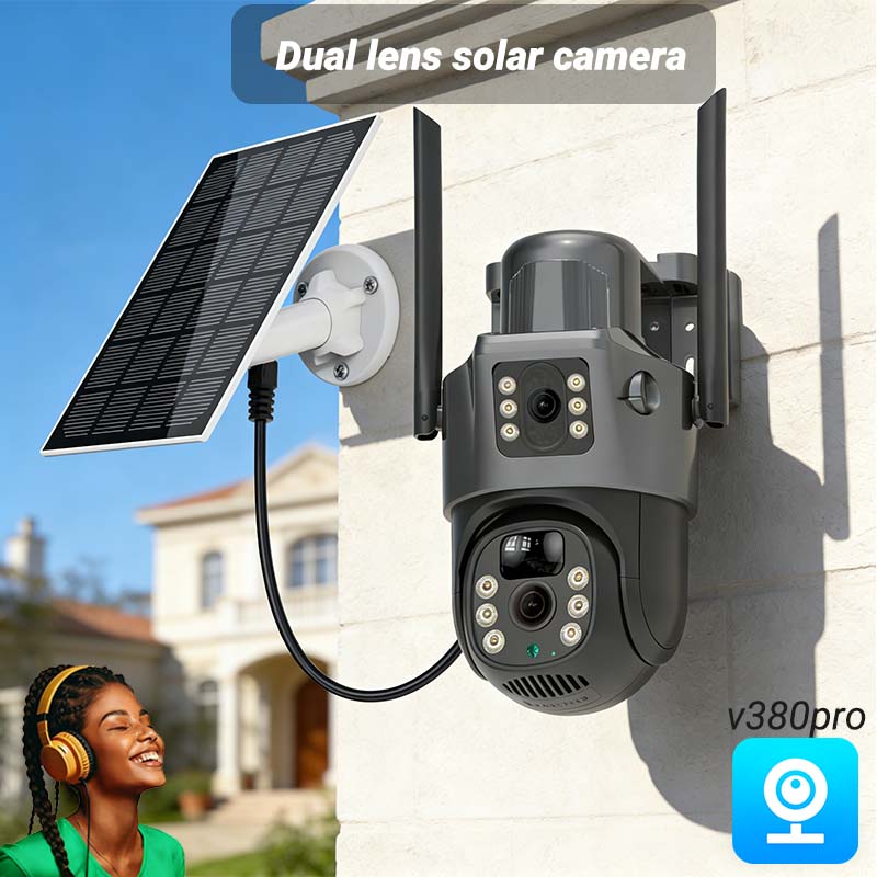 MS22 dual-lens solar security camera — dual-lens PTZ control