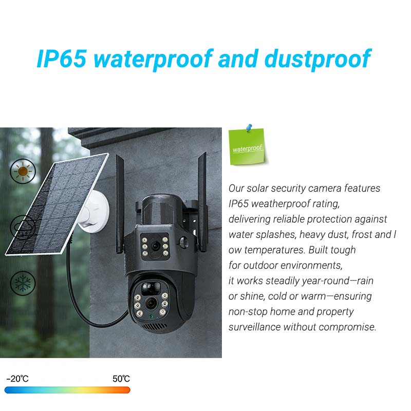 MS22 dual-lens solar security camera — 4G solar powered deployment