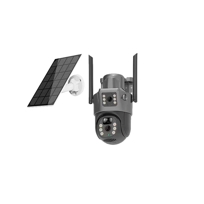 MS22 dual-lens solar security camera — two-way audio intercom