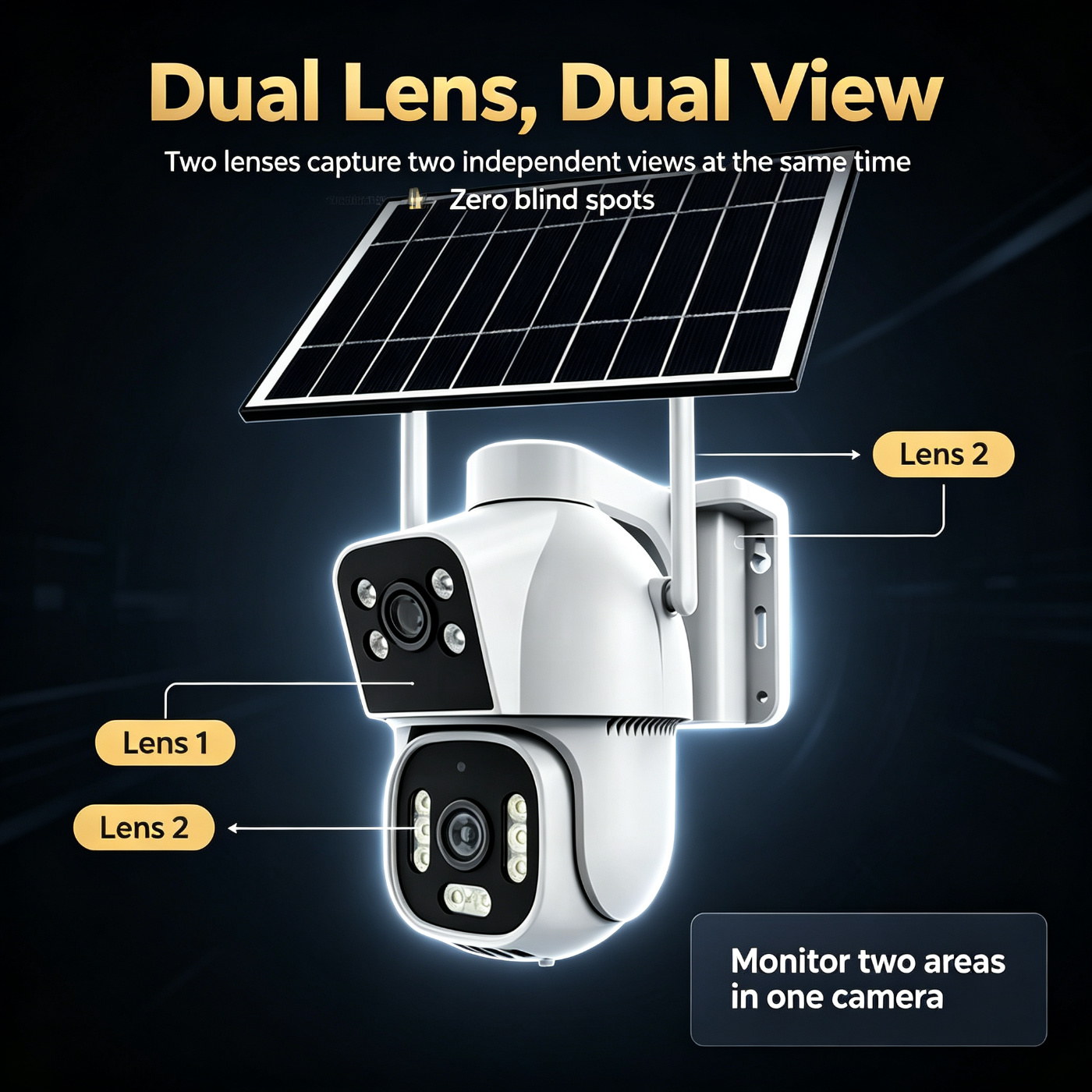 MS23 dual-lens solar security camera — 4G solar powered deployment
