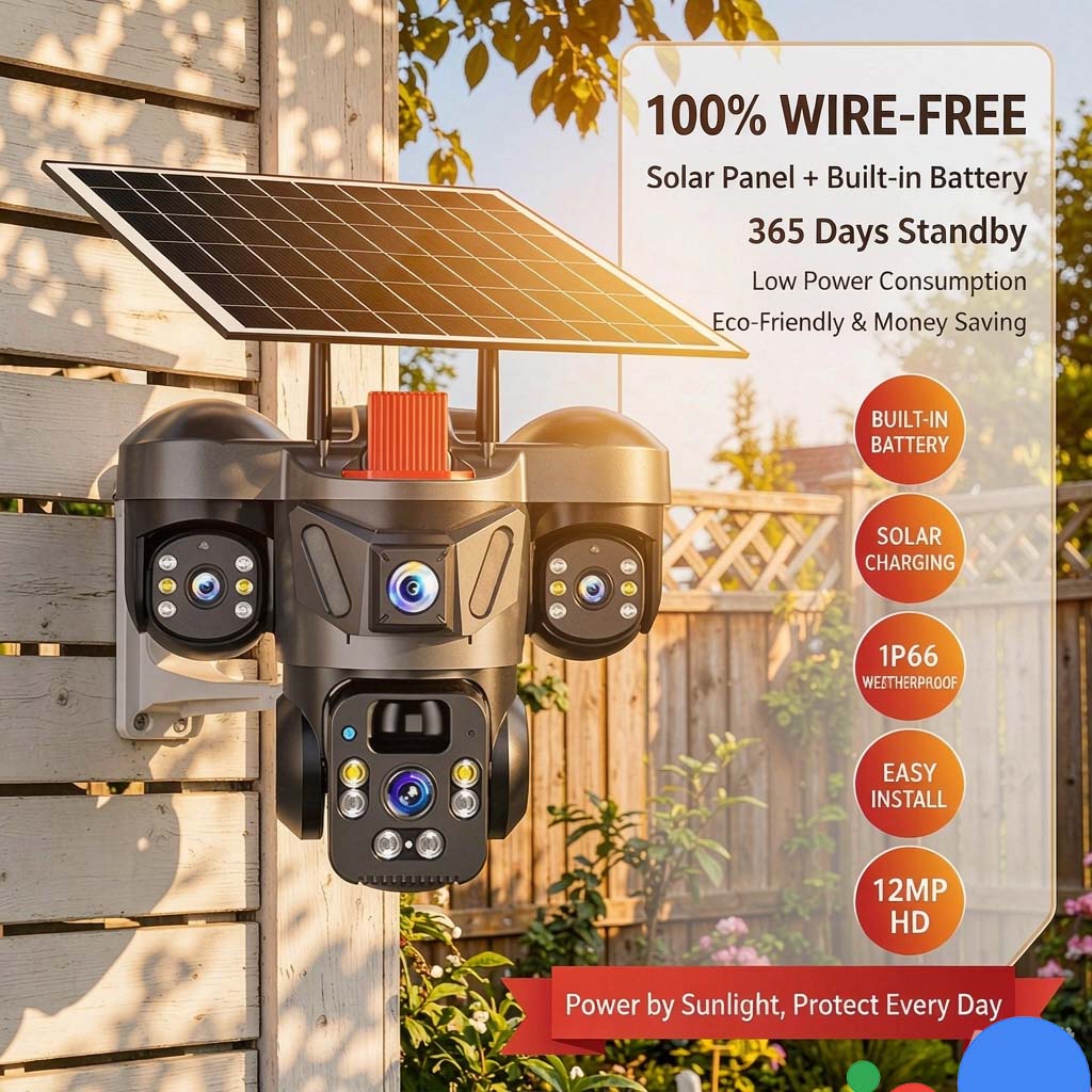 MS31 3-lens solar PTZ security camera — full-color night vision