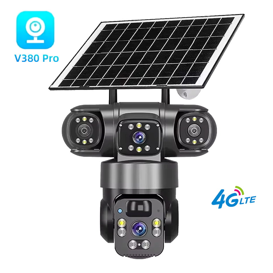 MS32 3-lens solar security camera — full-color night vision