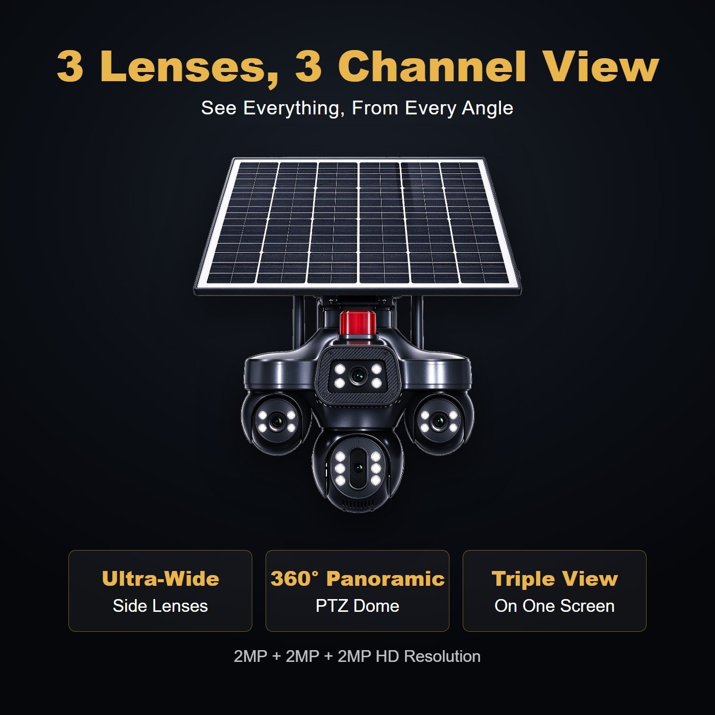 MS34 solar security camera with SIM card — multi-lens panoramic view
