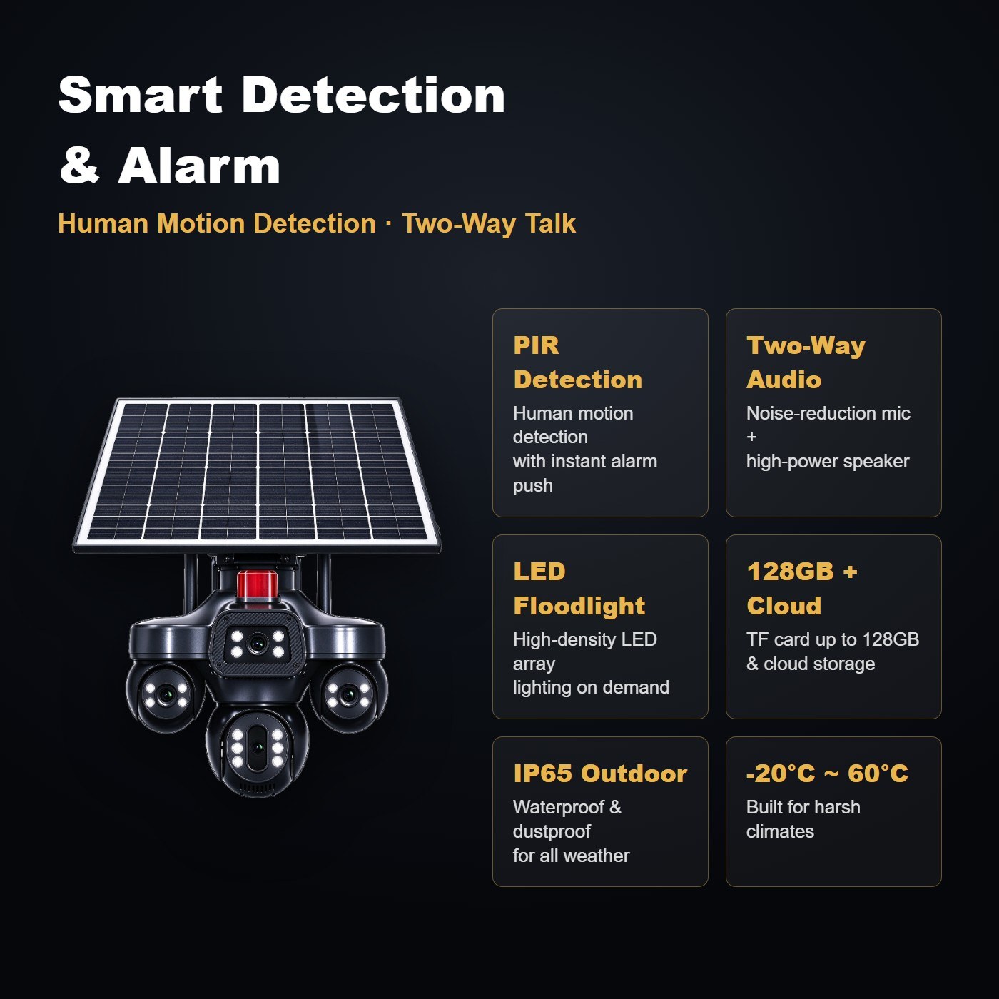 MS34 solar security camera with SIM card — smart functions and mobile app