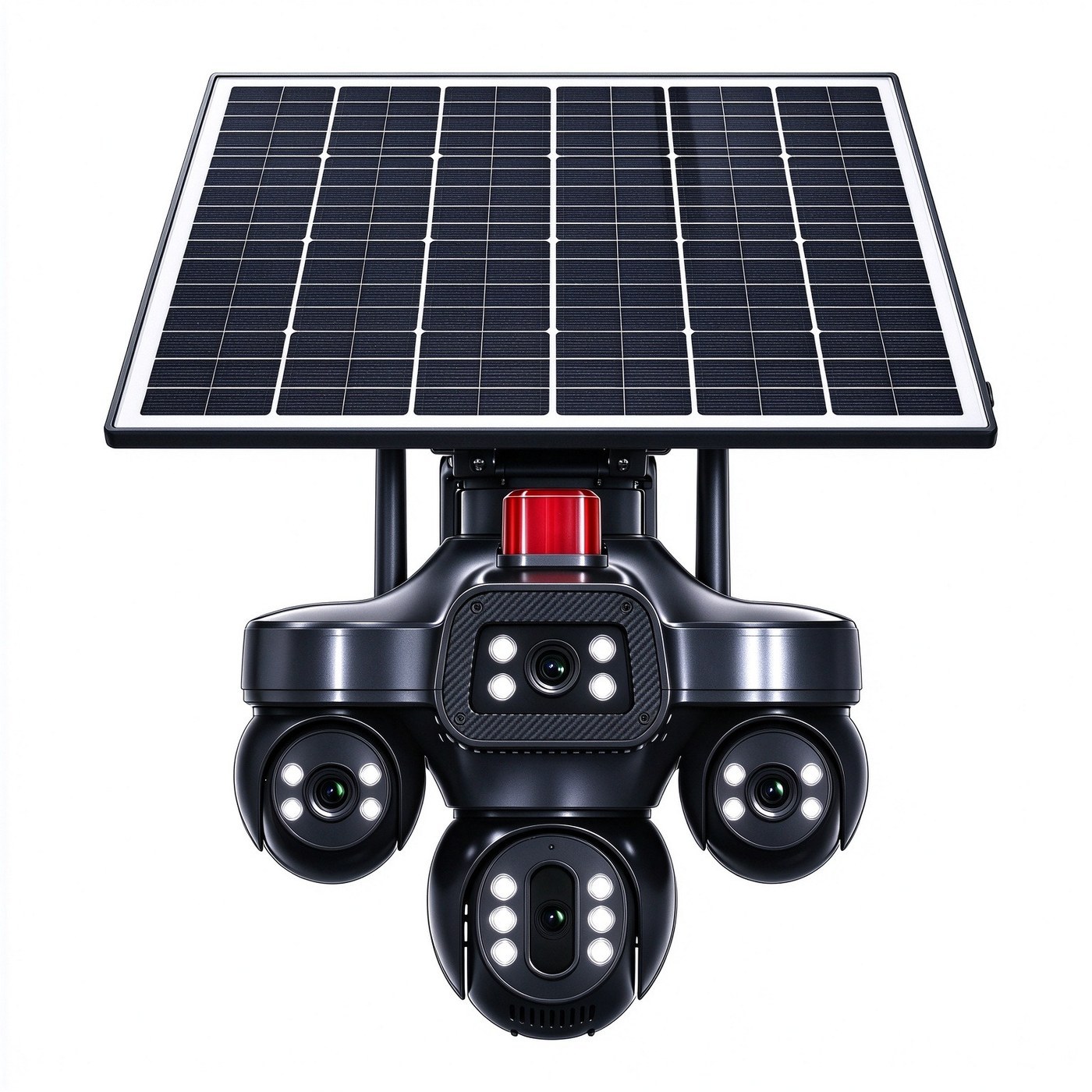 MS34 3-Lens Solar Security Camera with SIM Card — 3 lenses, 360° view, WiFi or 4G SIM — runs on a 7.5W panel, zero electricity bill.