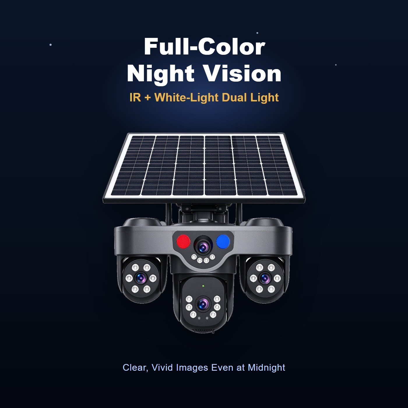 MS36 solar powered wireless outdoor security camera — full color night vision