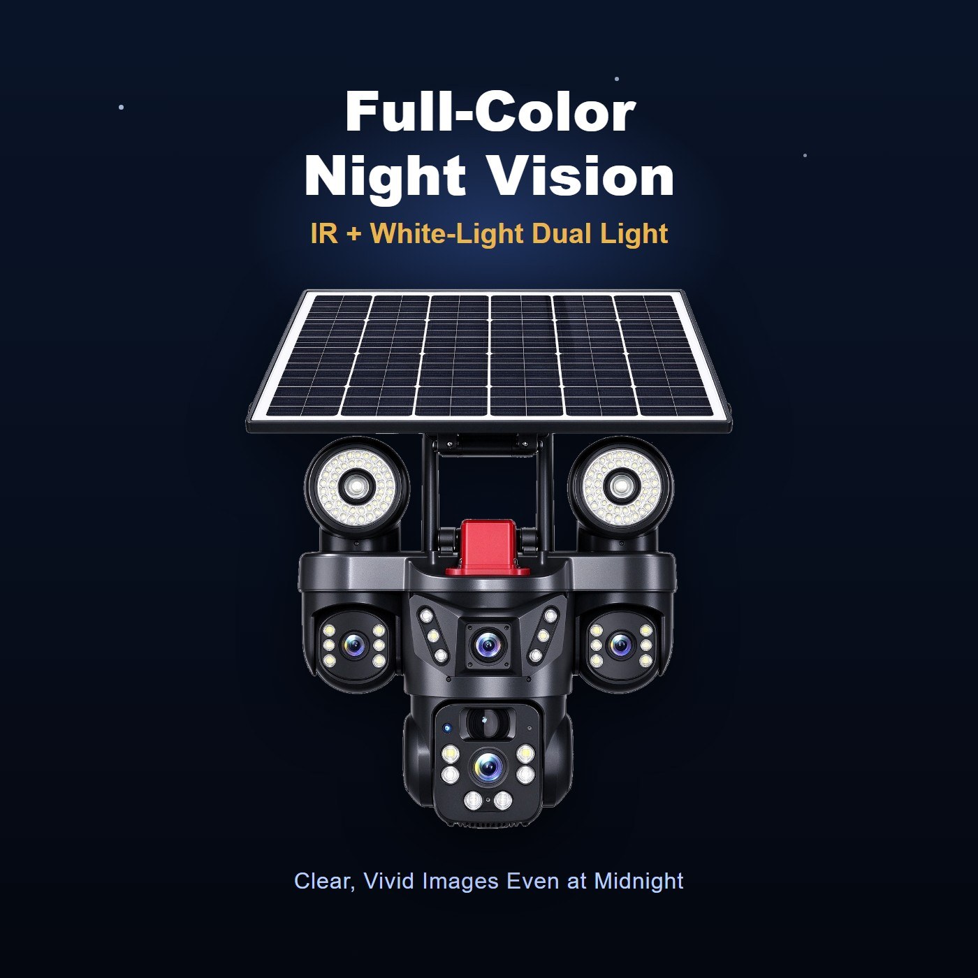 MS38 solar security camera 360 panoramic — full color night vision
