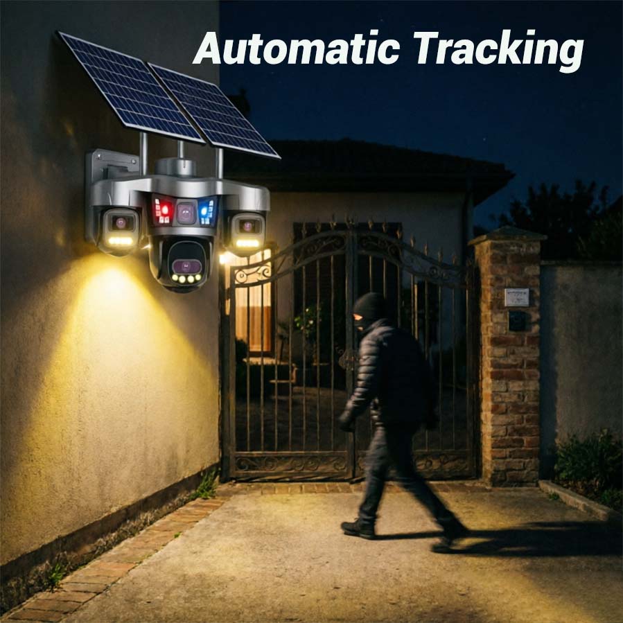 MS41 4-lens solar security camera — AOV always-on video