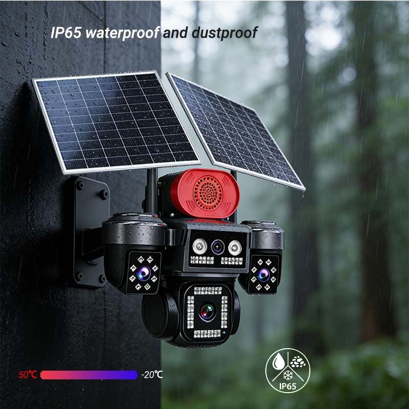 MS42 4-lens solar security camera — AOV always-on video