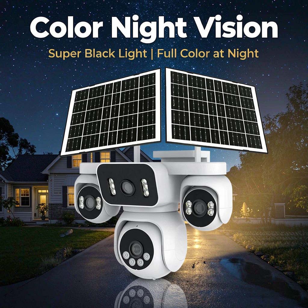 MS43 4-lens solar PTZ security camera — AOV always-on video