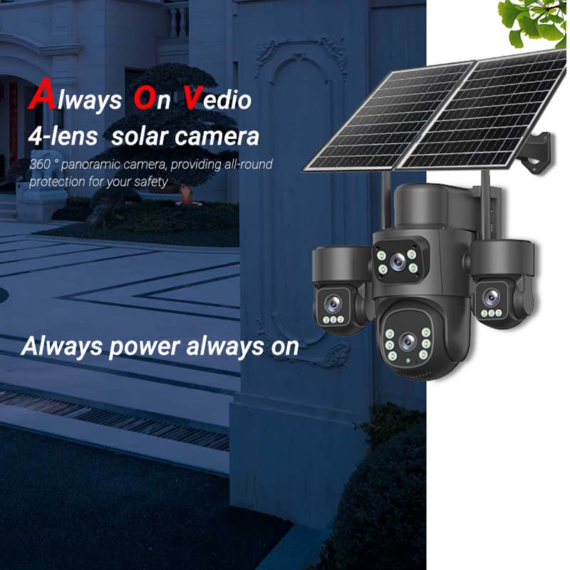 MS45 4-lens solar PTZ camera — dual solar panels